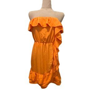 Arden B. strapless ruffled orange dress sz L